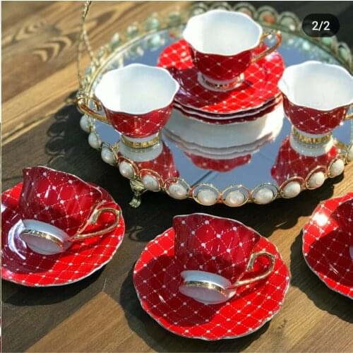 DOLBOVI Red Dot Pattern cup Pad, Porcelain Turkish coffee cup Pad mug кружка coffee cup cup