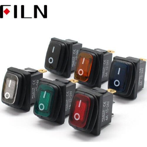 Kcd1-101 3 pins mini on off seal waterproof rocker switch in 12v red lighting 6a250vac 13x19mm