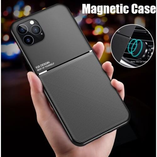 Leather Frosted Stripe Protective Case For iPhone 12 11 Pro Max Phone Magnetic Car Plate Cover For iPhone 11 XR XS Max 7 8 Plus