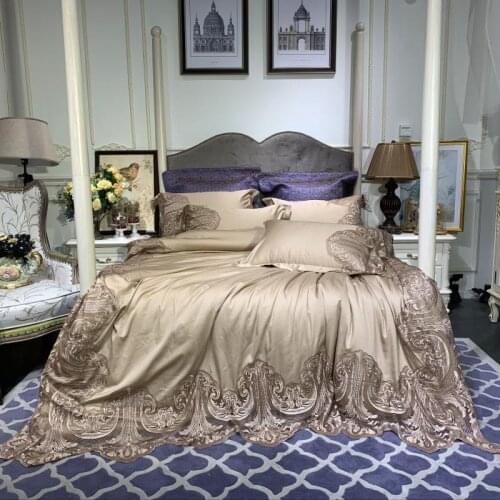 Beautiful lace bedlinen Bedding Set King Queen Size Bed Linen 600TC egyptian Cotton Duvet Cover Bed Sheet Set Pillowcases