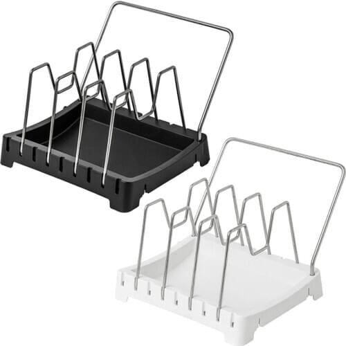 Kitchen Organizer Pot Lid Rack Cookware Bakeware Holder Stainless Steel Pantry Cabinet Storage Bowl Drainer Rack Pan Lid Stand