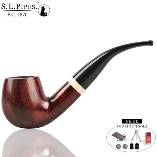 ▂ξ Smoker Bent Type Briarwood Pipe 9mm Filters For Smoking With White Ivory Ring Free Tobacco Accessories Freeshipping
