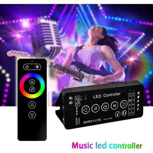 Music Dimmer Led strip Controller And remote led controller with wall mount holder a set for 5v 12v 24v RGB/RGBW led strip tape