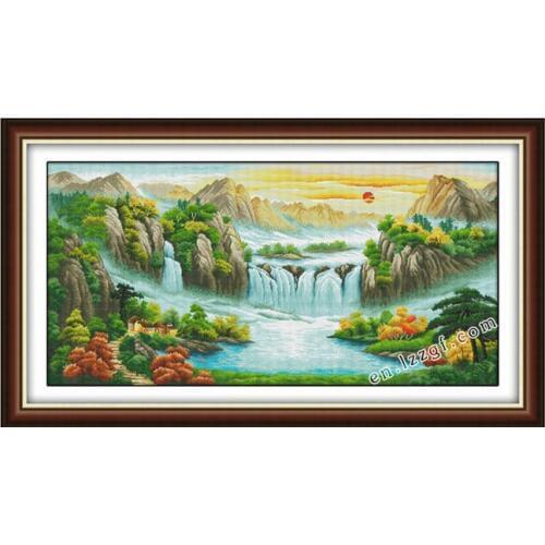 Beautiful scene(2) cross stitch kit Chinese river canvas aida 18 14ct 11ct hand embroidery DIY handmade needlework supplies bag