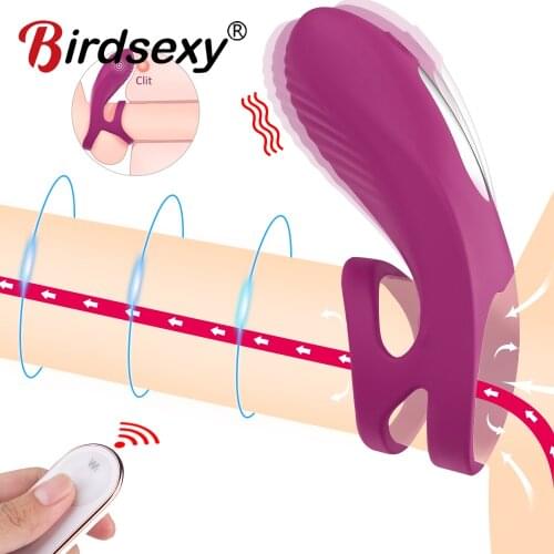 Cock Ring Vibrator with Remote Controller 10 Speeds Penis Ring Massager Clitoral Stimulation Erection Trainer Sex Toys for Man