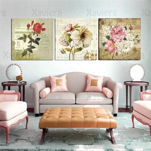 Retro Stamp Rose Flowers Poster Home Decor Canvas Painting Postmark Wall Pictures for Living Room Decor Home Decor Mural Unframe