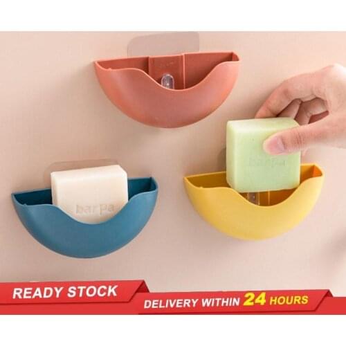 Japanese-style drain rack kitchen storage box household items sundries storage rack seamless paste semi-circular soap box