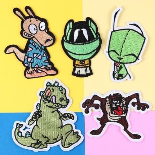 Cartoon Dinosaur Dog Green Monster Animal Iron On Embroidered Clothes Patches For Clothing Stickers Garment Wholesale Decor