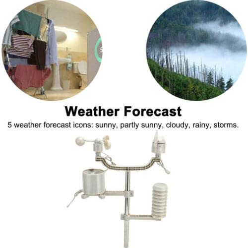 Black and White Screen Indoor Outdoor Thermometer Hygrometer Weather Forecast Wind Speed Gauge