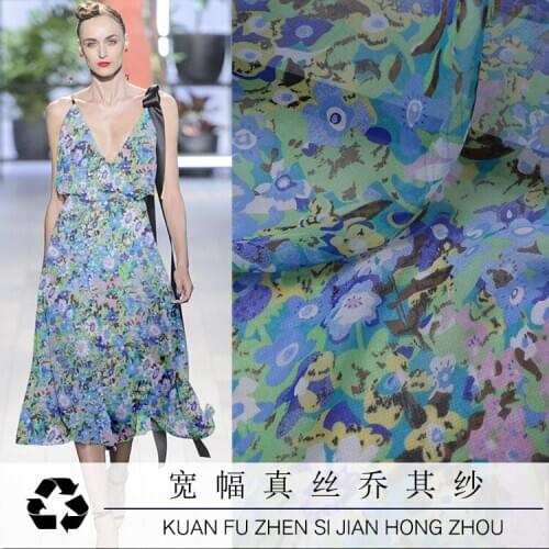 Clothing and Dress Mulberry Silk Georgette Fabric Summer Thin Transparent Printed Silk Scarf Dress Fabric