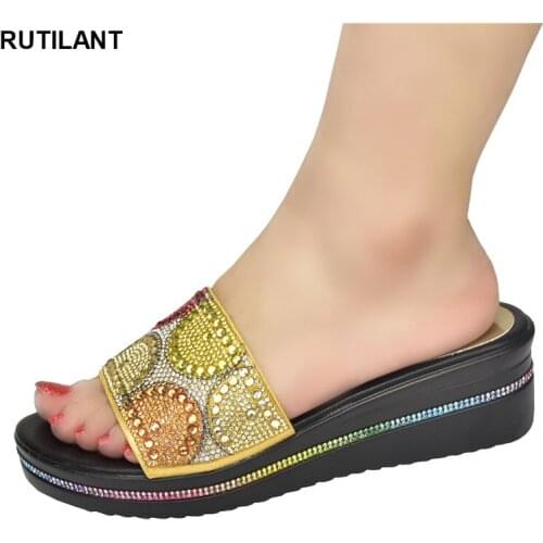 African Women Pumps Womens Shoes Wedges Slippers with Diamonds Ladies Shoes and Sandals Platform Stiletto Heels Open Toe Shoes