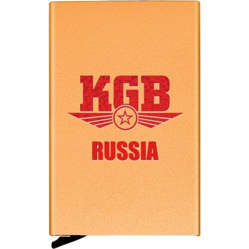 High Quality Metal Case Russia Army KBG Printing Credit Card Holder Men Slim Anti Protect Travel ID Cardholder Women Rfid Wallet