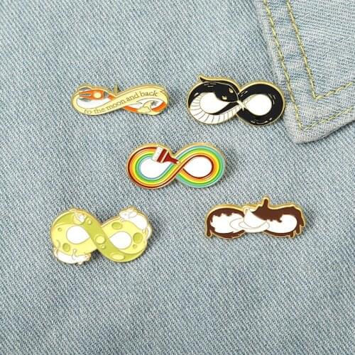 XEDZ Number Eight Badge Brooch Mouse Rainbow Snake Metal Enamel Lapel Pin Backpack Clothes Fashion Jewelry Gift for Kids