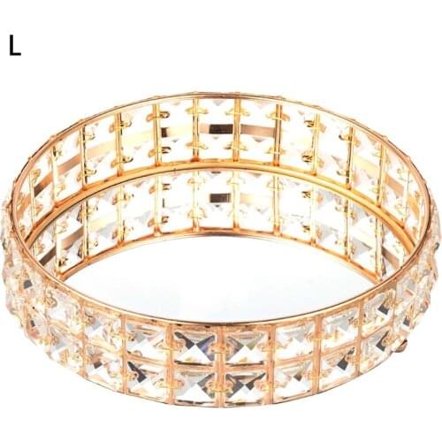 Mirrored Crystal Cosmetic Makeup Tray Jewelry Trinket Tray Organizer Home Deco f U2JC