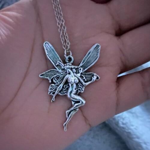 2021 Goth Statement Angel Fairy Wings Pendant Retro Necklace for Women Girls Choker Jewelry Punk Gothic Vintage Accessories