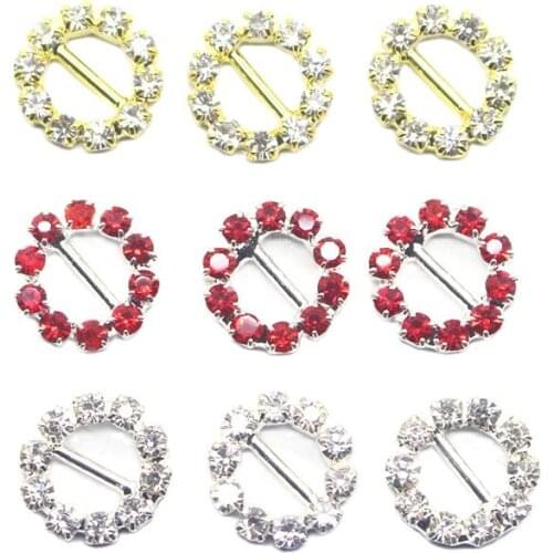 ZMASEY Sale Price 10mm (Inner Bar 6mm) 10Pcs/Lot Round Three Color Buckle DIY Invitation Ribbon Slider For Wedding Decoration