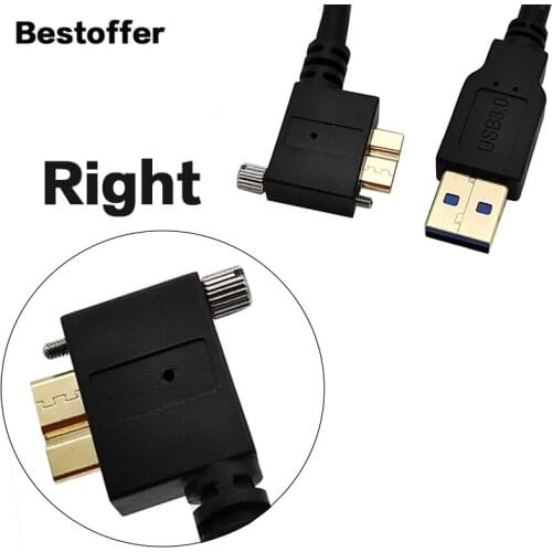 1.8m USB 3.0 A Male to Micro B Male 90 Degree Angle With Optional Screw Locking Cable