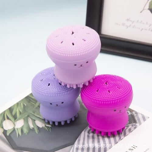 10Pcs Small octopus wash face brush jellyfish cleanser brush Octopus storage rack small octopus wash face brush