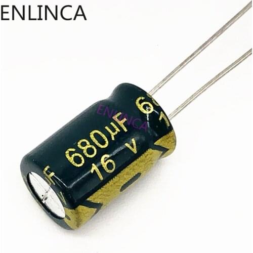 100pcs/lot P33 680uf 16V Low ESR/Impedance high frequency aluminum electrolytic capacitor size 8*12 16V 680uf 20
