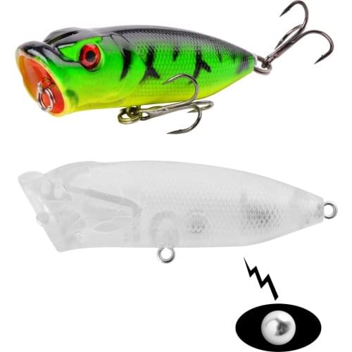 20pcs/lot Blank Fishing Lures 7cm/10g Top Water Popper Bait Hard Bait Artificial Wobblers Plastic Unpainted Fishing Lure Tackle