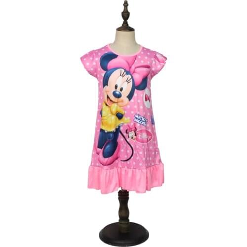 2021 Disney Princess Girl Dress Summer Kids Clothes Children Pajamas Birthday Dresses Casual Costume Minnie Mouse 3 8 Y