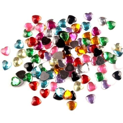 500Pcs Mixed Heart Acrylic Decoration Crafts Beads Flatback Cabochon Scrapbook DIY For Clothes Embellishments Accessories