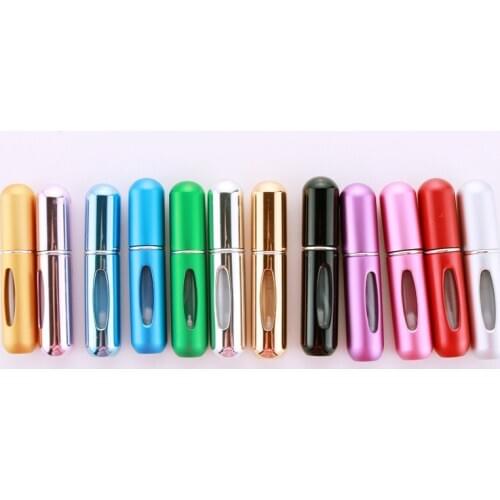 5ml Bottom Filling Perfume Bottle Aluminum Plastic Liner Toner Refillable Bottles Wholesale Golden Pink Containers Empty Packing