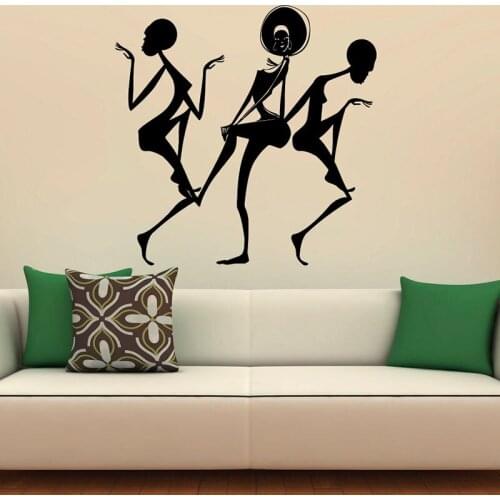 Africa Dance Girls Wall Decal African Beautiful Woman Art Mural Vinyl Stickers Fashion Bedroom Beauty Salon Interior Decor Q910