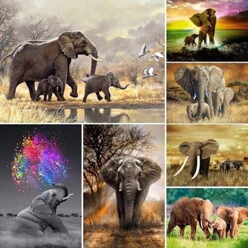 5D DIY Diamond Painting Baby Elephant Cross Stitch Kit Full Drill Square Embroidery Mosaic Animals Art Picture Home Decor Gift