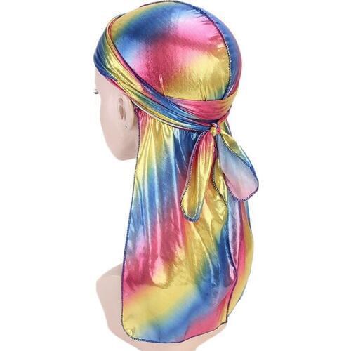 Free shipping Men/Women Silk Laser Polyester Bandana Hat Durag Rag Tail Headwrap Headwear Gift Hair Accessories