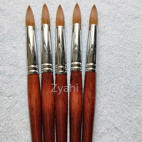 Big Size Round Sharp 1pcs 10#12#14#16#18#20#22#24 Kolinsky Sable Brush Acrylic Nail Art Brush Red Wood Crystal Acrylic Salon