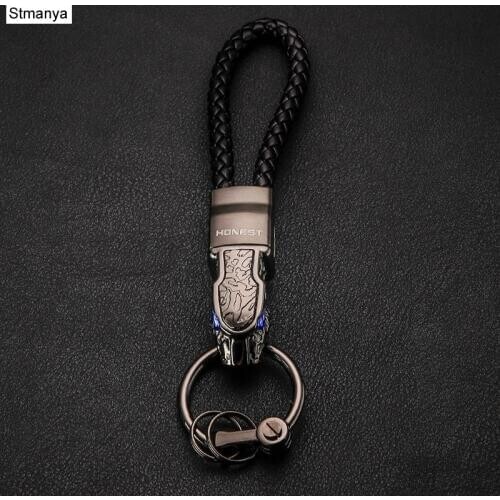 Honest New High quality Metal Key Chain Women Men Knitting leather rope business Car Key Ring Best Gift jewelry K1572