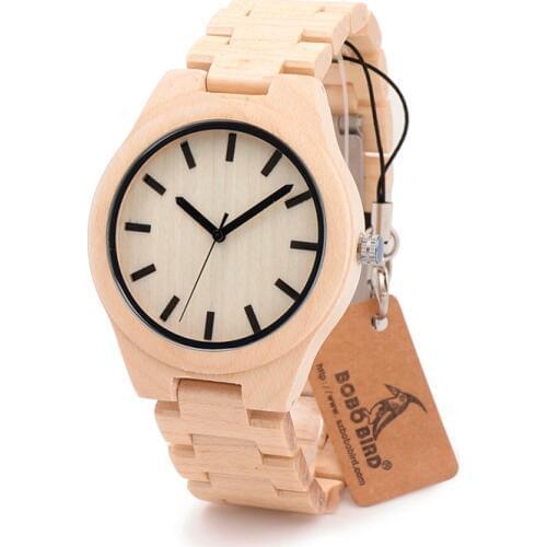 BOBO BIRD Maple Wooden Strap Watches Men Brand Luxury Fashion Wood Quartz Watch Clock Relojes Mujer Montre C-G30