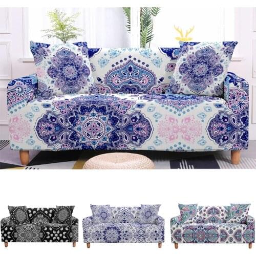 Bohemian Elastic Sofa Cover for Living Room 3D Mandala Print Stretch Slipcovers Sectional Couch Cover 3 Seater funda de sofá