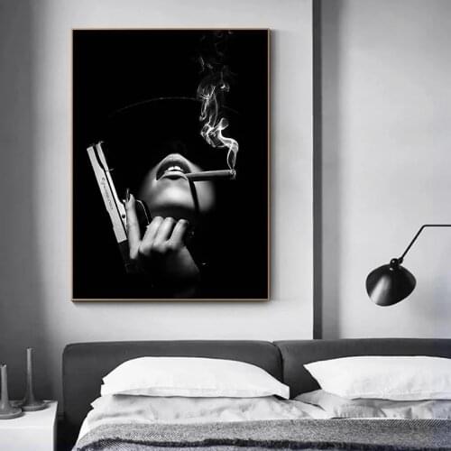 Black White Women Smoke and Have Guns Wall Art Canvas Paintings Posters and Prints Modern Pop Art Prints Wall Cuadros Decoracion