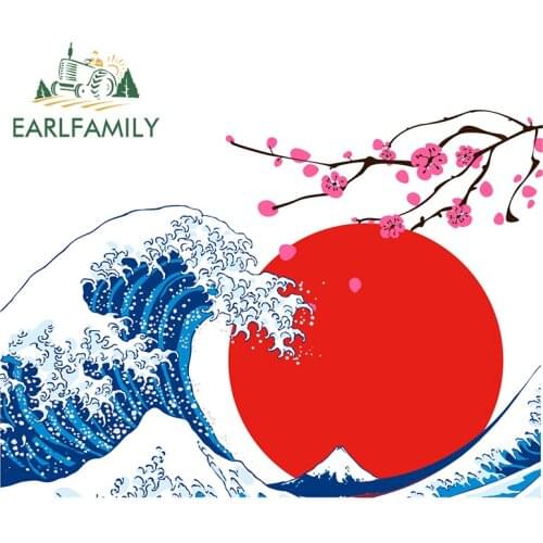 EARLFAMILY 13cm x 9.4cm for Kanagawa Vaporwave Funny Car Stickers Vehicle Vinyl Decals Refrigerator Anime Waterproof Decoration