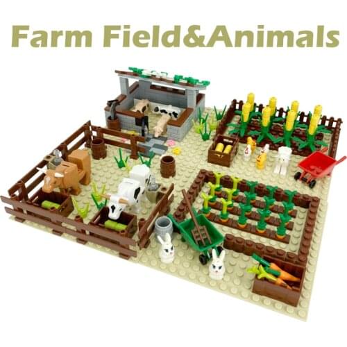 Farm Carrot Field Pig House MOC Compatible Major Brand Toys Building Block Classic Collections Assembled Brick Handmade Design