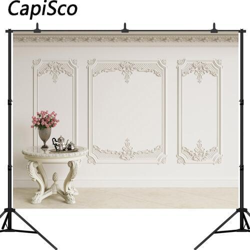 Capisco photography backdrop European style wall indoor romantic wedding table flower background photo studio camera fotografica