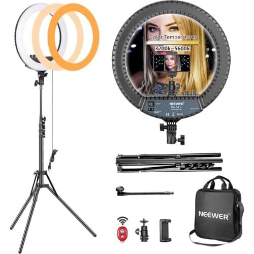 Neewer 14 Inches Outer Dimmable photography Ring Light with Carry Bag Bi-Color 3200k-5600K 30W Lamp for Makeup & Light Tripod