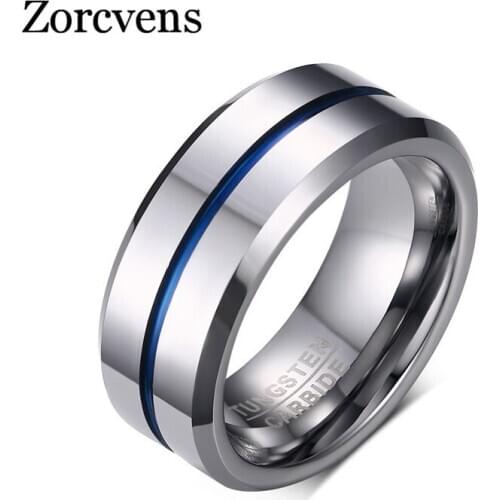 Modyle Thin Blue Line Stainless Steel Ring Wedding Brands 8MM Silver Color Stainless Steel Punk Rings for Men Jewelry
