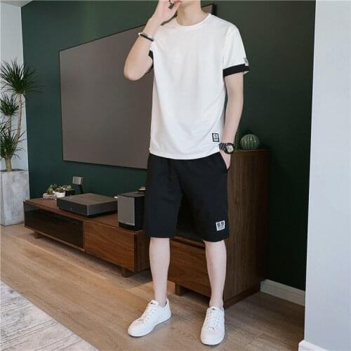 Summer Shorts Set Mens Tracksuit Hip Hop Tshirt+Sweatpants Male Casual Two Pieces Track Suit Big Size Men Sportswear Set