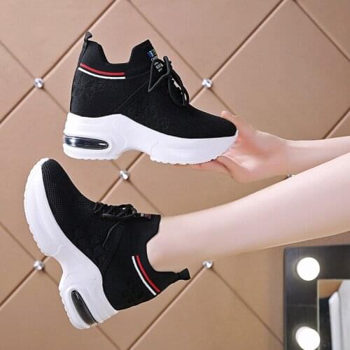 Shoes Womens Sneakers Womens Designer Shoes Tennis Female Woman Fashion Trainers Heels Summer Autumn PU Fabric Retro Lace-Up