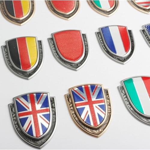 Car 3D Metal National Flag Decals Sticker France Germany UK Italy Car Rear Trunk Body Emblem Badge Styling Decoration Stickers