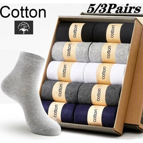 3/5Pairs/Pack Breathable Mens Socks Business Casual Men Long Socks Autumn Winter Male Non-slip Sweat Absorption Deodorant Sock