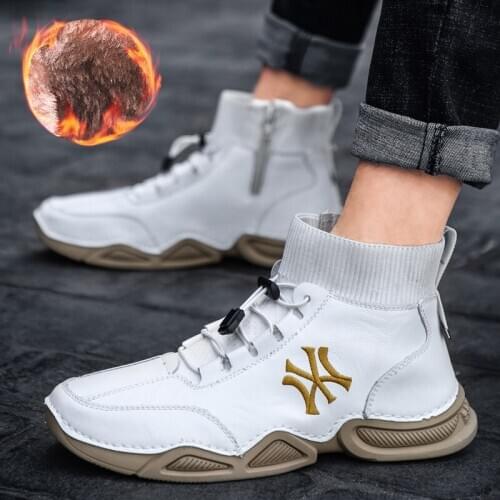 New Winter Mens Boots Thick Plush Warm Mens Snow Boots Suede Mens Ankle Boots Handmade Mens Boots Winter Outdoor Mens Shoes