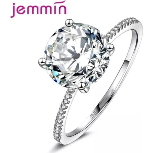 Dazzling Crystal Ring 100% 925 Sterling Silver Zircon Fashion Rings For Women Wedding Luxury Silver 925 Jewelry