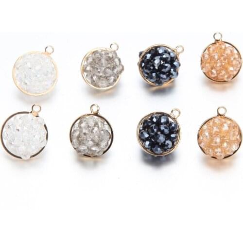 4PCS Glass cutting surface pendant Charms For Jewelry Making Necklace Findings Diy Earrings Supplies brass accessories