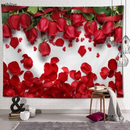 Customized Rose Hanging Fabric Background Wall Covering Home Decoration Blanket Tapestry Bedroom,Living Room Wall Decor