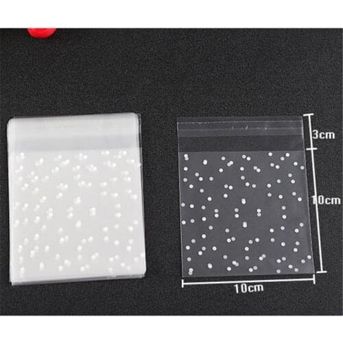 100pcs/lot Translucent dots Plastic cookie packaging Bags Cupcake Wrapper self Adhesive bag For Wedding Party Decorate