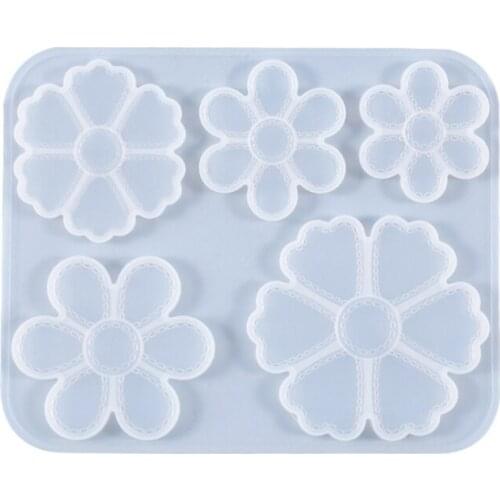 Crystal Epoxy Resin Mold Five Petals Listing Pendant Silicone Mould DIY Crafts Flower Jewelry Making Tool
